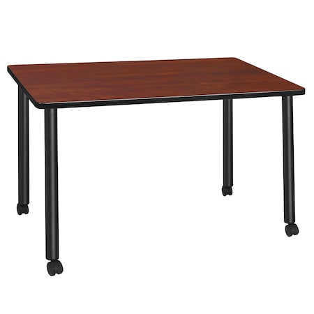Kee Mobile Tables, 48 W, 24 L, 29 H, Wood, Metal Top, Cherry